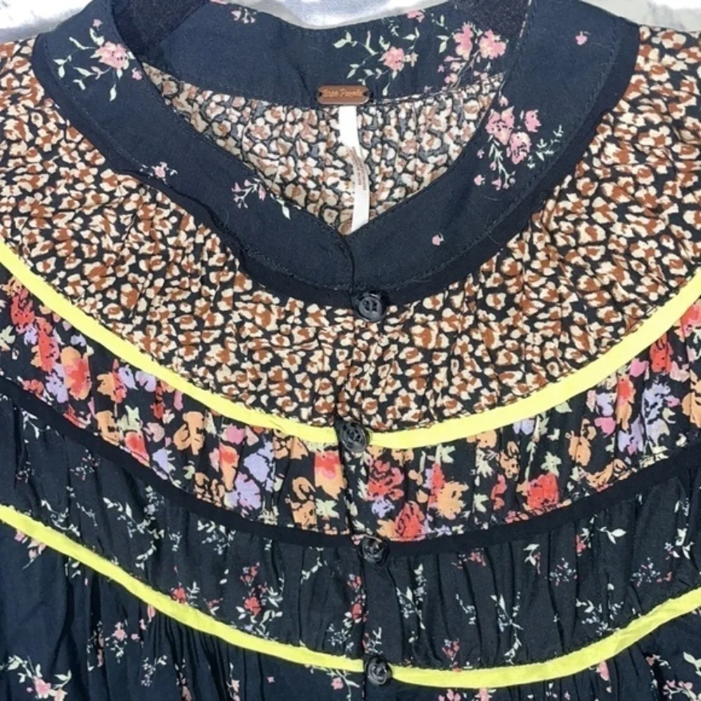 Free People Paloma Print Top Floral Peasant Cottagecore Boho Vintage Vibe Blouse